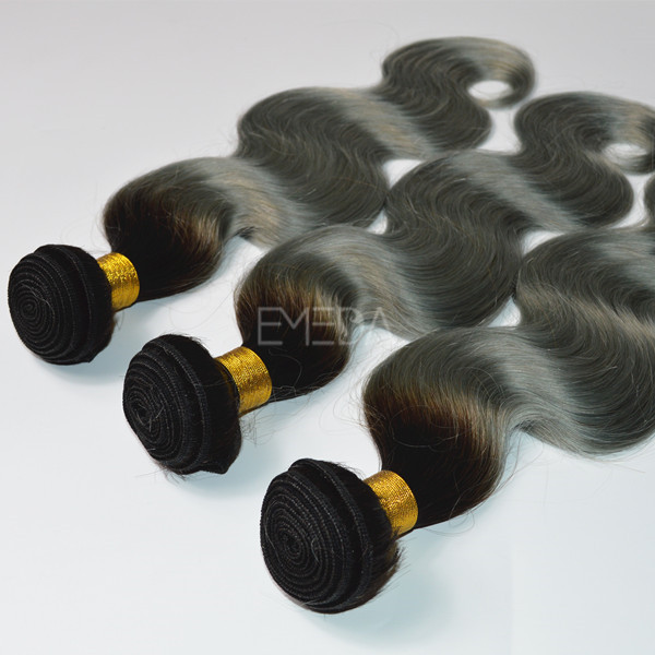 Ombre grey two tone body wave hair weft  zj0037